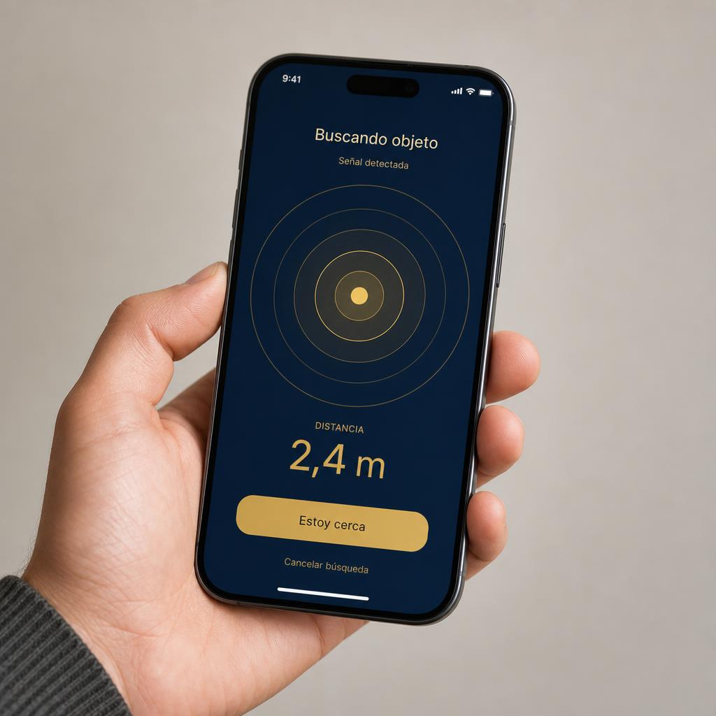 Pantalla de la app mostrando la señal y la distancia hasta el HallaTag